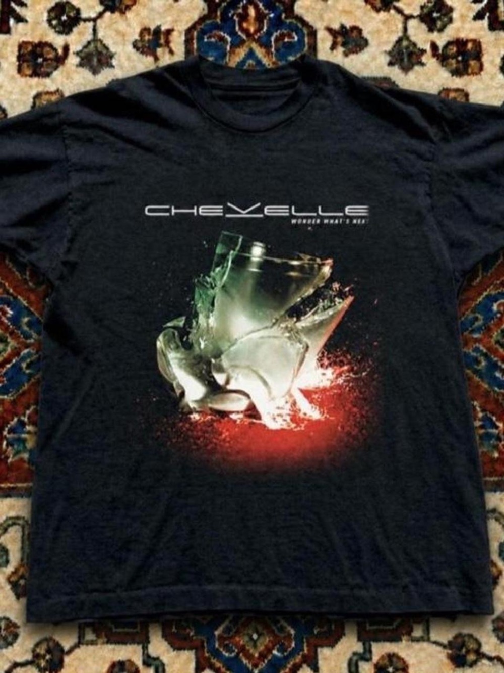 Gildan Black Chevelle Broken Glass Graphic Tee with Red Accent